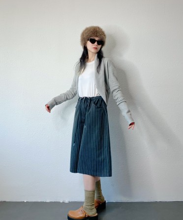 Grey Ribbed Collar Jacket  #241248